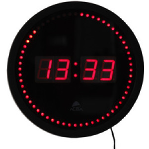 ALBA Wandklok HORLED digitaal zwart 30cm met rode display