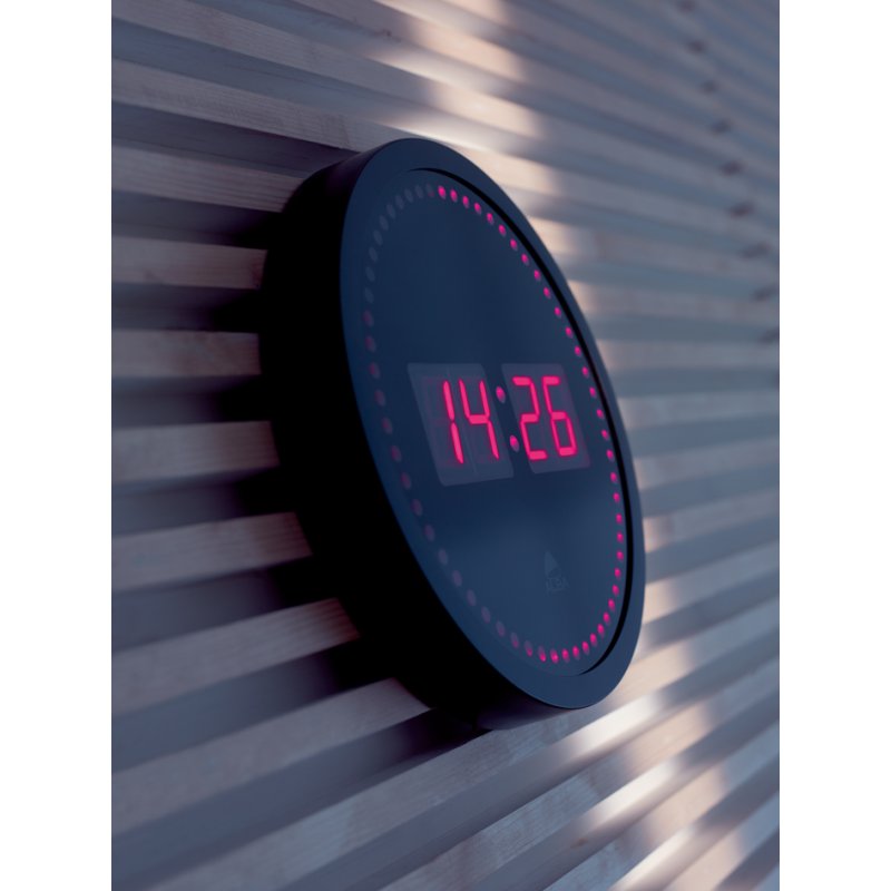 ALBA Wandklok HORLED digitaal zwart 30cm met rode display