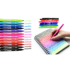 Tombow Dubbele Stiftmarkers 'TwinTone' Felle Kleuren, set van 12