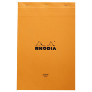 RHODIA notitieblok A4+ geel gelinieerd, 80 vel, oranje kaft