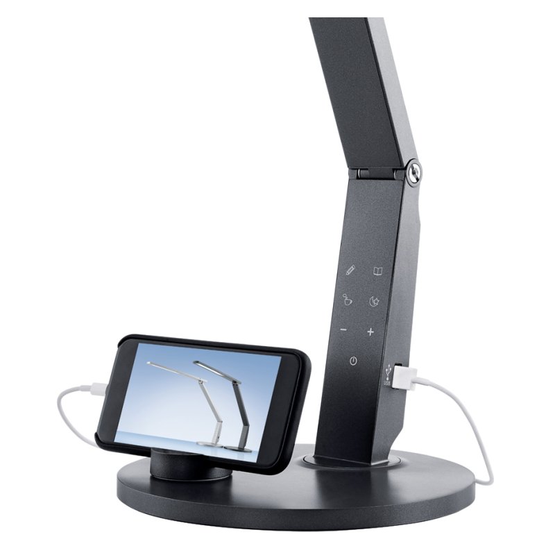 Hansa LED bureaulamp Vario Plus champagne dimbaar met USB-aansluiting