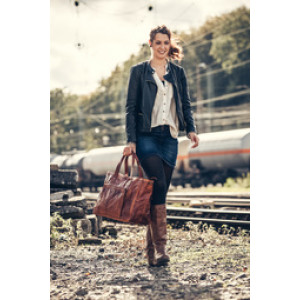 Leren handtas ROYAL 'T', echt leer, bruin