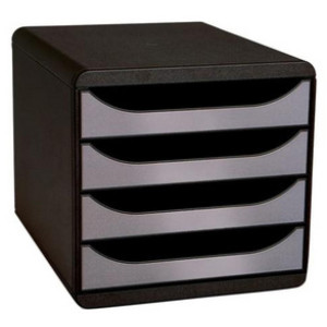 EXACOMPTA Ladebox, 4 laden, zwart/zilver