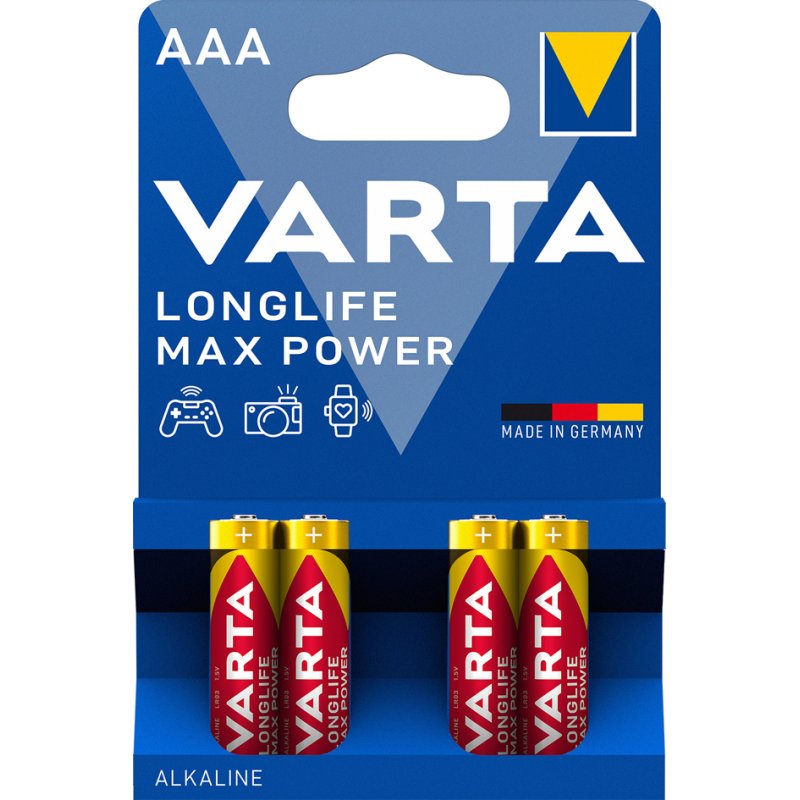 VARTA Alkaline batterijen AAA Longlife Max Power (4 stuks)