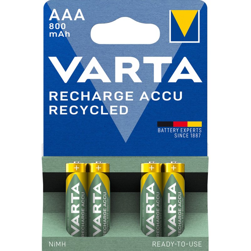 VARTA oplaadbare AAA batterijen NiMH 800 mAh, voorgeladen, 4 stuks