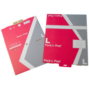 Brievenbus kartonnen doos, rood / grijs