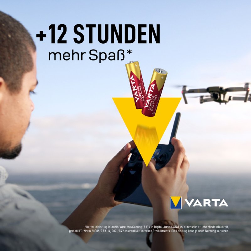 VARTA Alkaline batterijen AA Longlife Max Power (4 stuks)