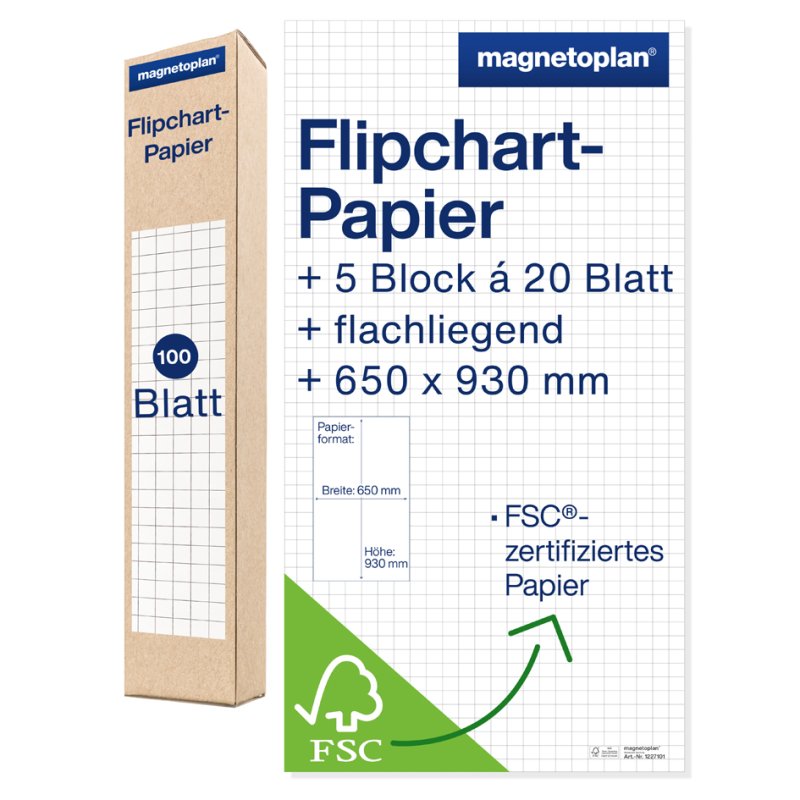 Magneetbord flipoverschrijfblok, 650 x 930 mm, vlak