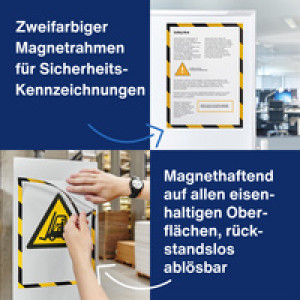 Magnetoplan magnetische veiligheidslijst A4 geel/zwart, 5 stuks