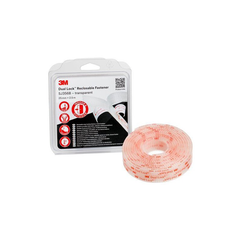 3M - Dual Lock klittenbandsluiting - 25 mm x 2,5 m - Zwart