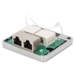 Opbouw wanddoos cat.6A, 2x RJ45, afgeschermd, zilver
