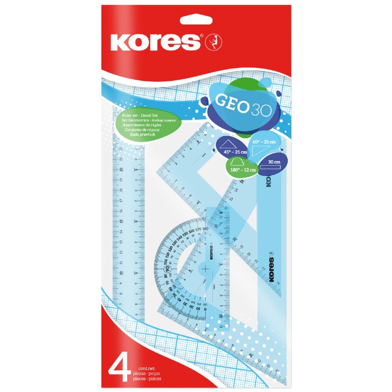 Kores geometrieset GEO15, 4-delig, kleurrijk gesorteerd