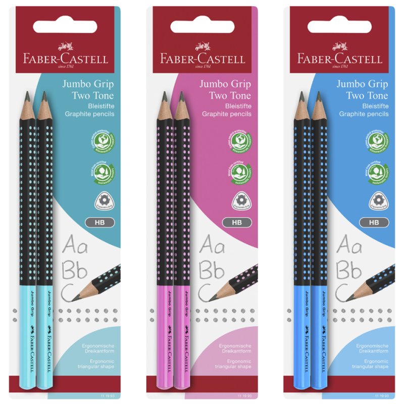 Faber-Castell potloden Jumbo GRIP driehoekig met softgrip, 2 stuks