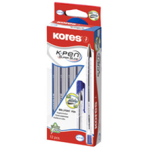 Kores K-11 wegwerpbalpen, blauw, semi-gel inkt, 12 stuks