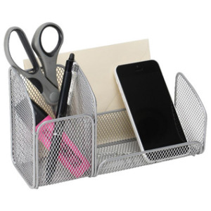 ALBA pennenhouder draadmetaal 3 vakken grijs