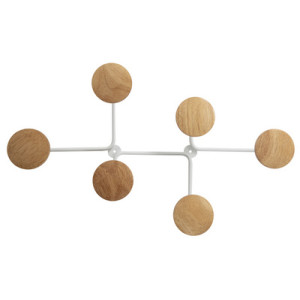 Witte wandkapstok 'SIX' met haakjes