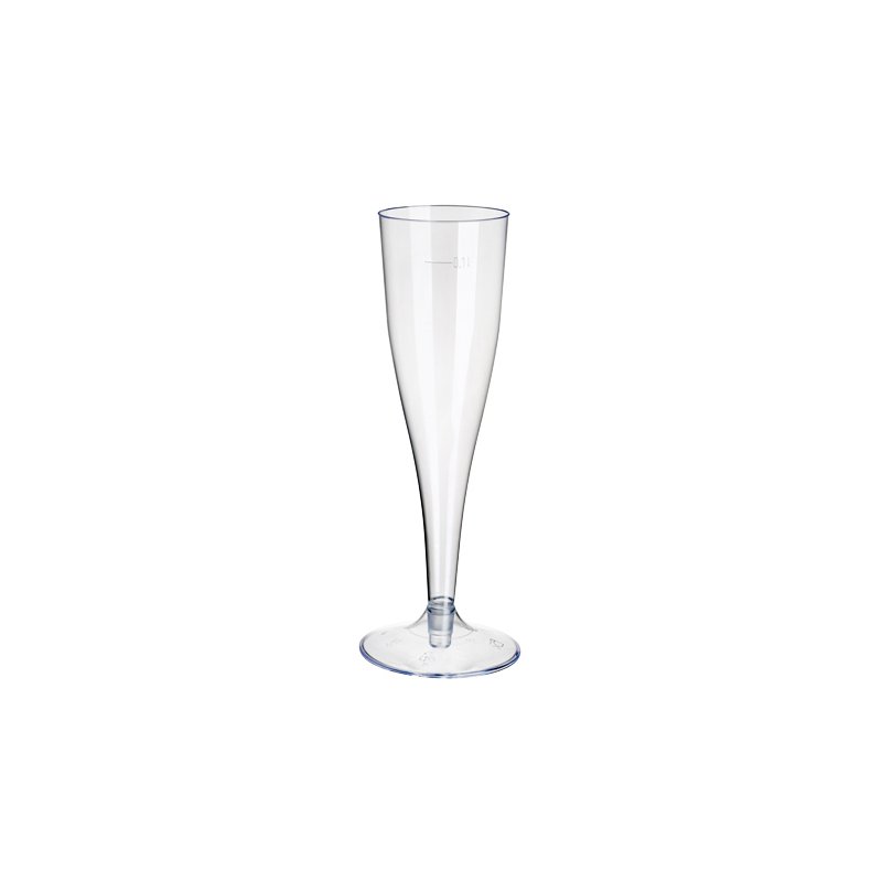 Plastic champagneglazen 0,1 liter, helder, set van 10