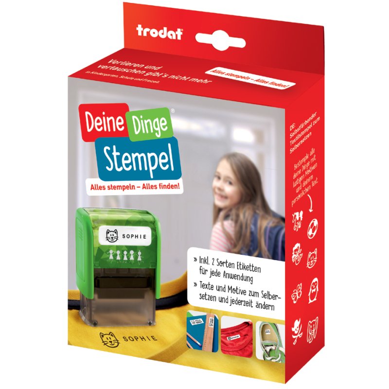 Tekststempelmachine 'Jouw Spullen Stempel', groen