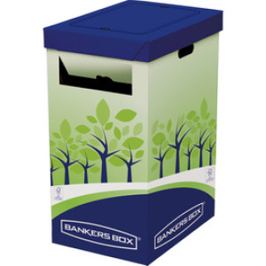 Fellowes BANKERS BOX recyclingcontainer groot, 100% gerecycled karton, groen/blauw, 2 stuks