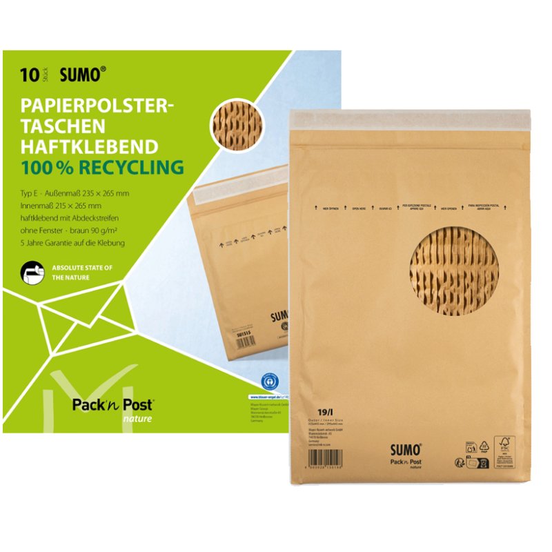 MAILmedia Gewatteerde luchtkussenenvelop SUMO, Type E, bruin