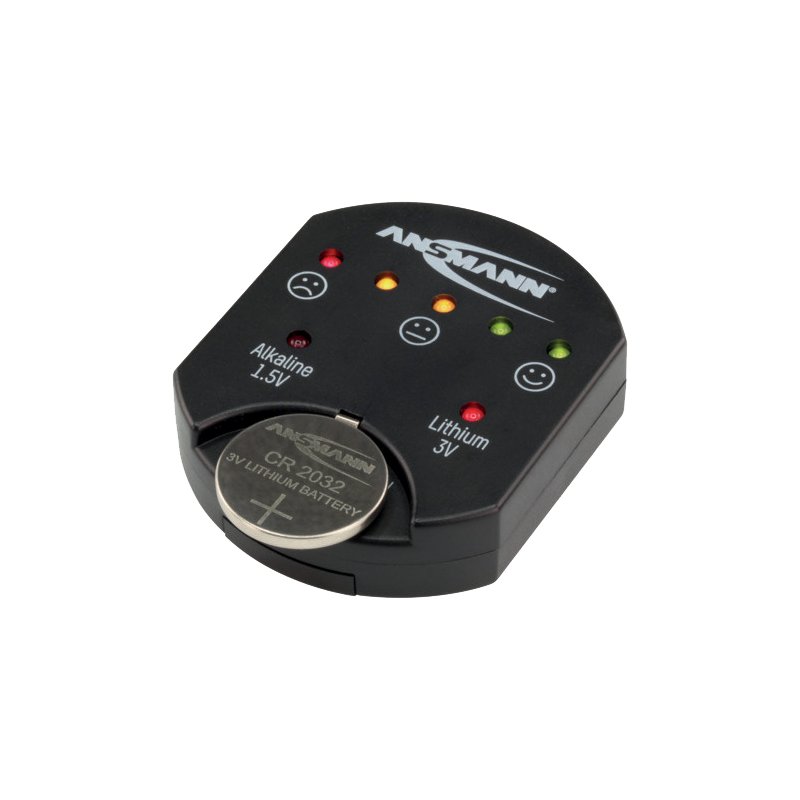 ANSMANN batterij tester voor knoopbatterijen, zwart
