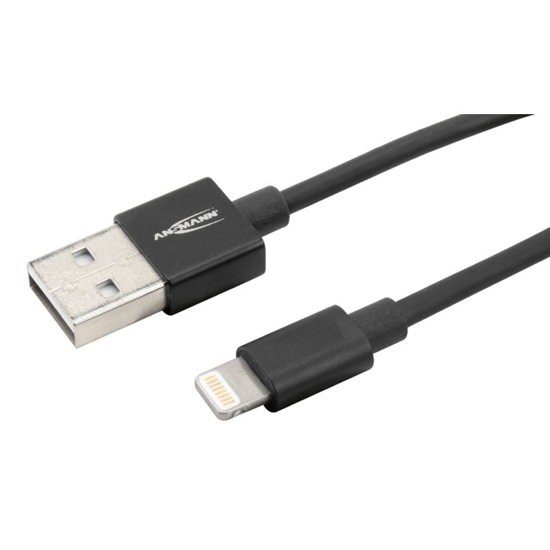 ANSMANN data- en oplaadkabel Lightning naar USB-A 120cm zwart