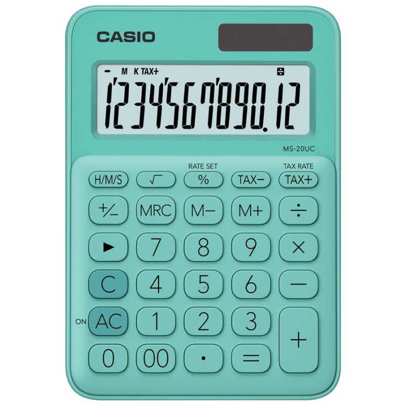 CASIO bureaurekenmachine MS-20UC-BU, 12-cijferig display, blauw