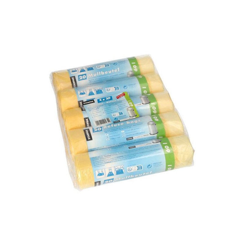 STARPAK vuilniszakken HDPE met trekband 30 liter groen