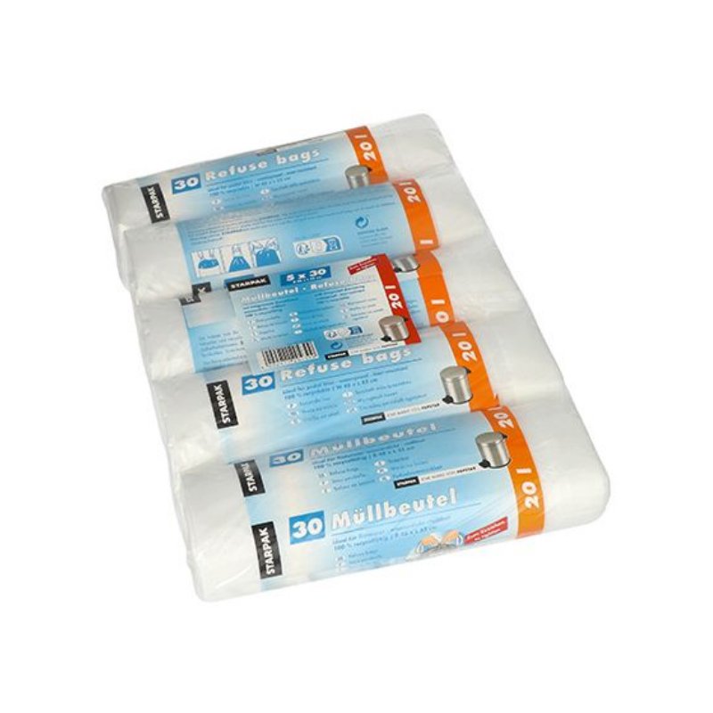 STARPAK vuilniszakken HDPE met trekband 30 liter groen