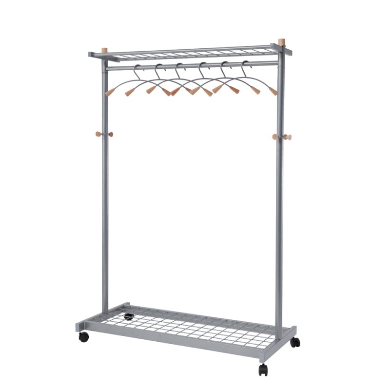 Mobiele garderobekast 'LUX', hoogte 1,8 m, zilverkleur