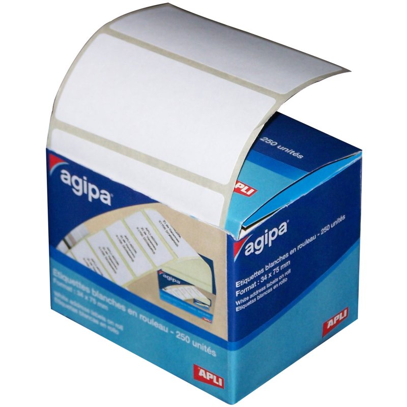 Agipa verzendetiketten 75 x 34 mm wit op rol