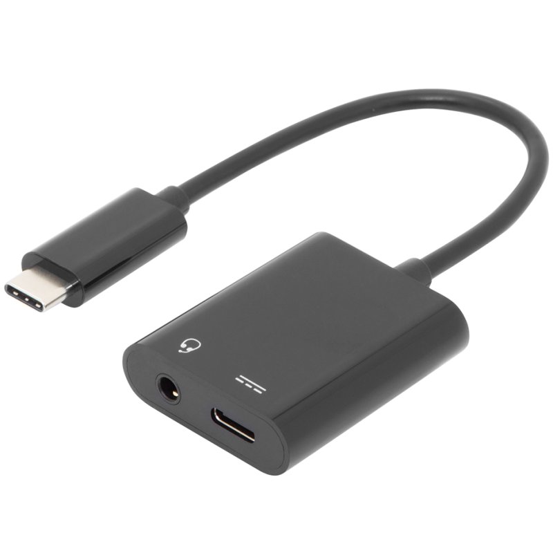 DIGITUS USB-C splitterkabel met 3,5 mm jack aansluiting, 0,2 m