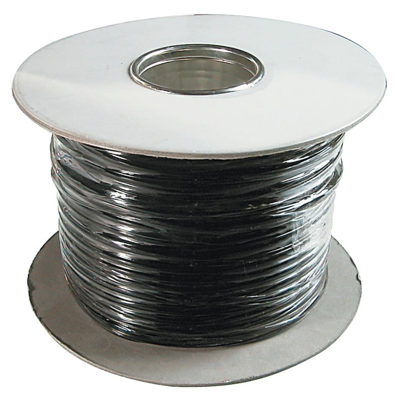 Telefoonsnoer, 4-aderig, plat, zwart, 100 meter