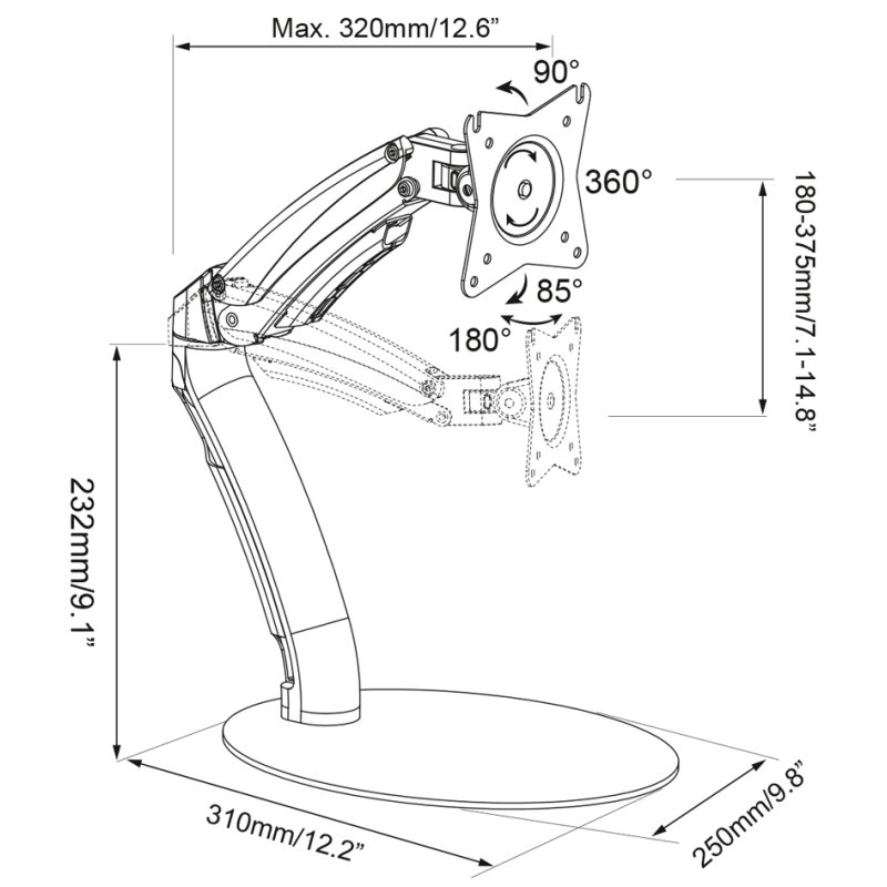 DIGITUS LCD-/LED-monitorstandaard met voet