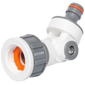 Bradas slangstopafsluiter met draaibaar koppelstuk 1" naar 3/4" wit/grijs