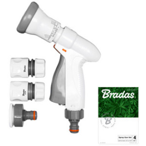 Bradas tuinspuit set SUPER SPRAY 4-delig grijs/wit