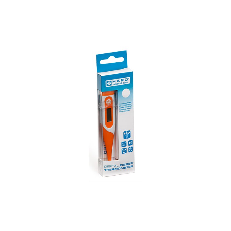 Haro koortsthermometer met flexibele punt, wit/oranje.