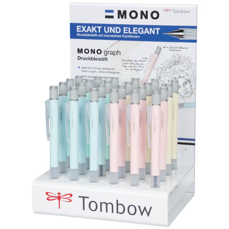 Tombow vulpotlood MONO graph Pastel, 24-stuks display