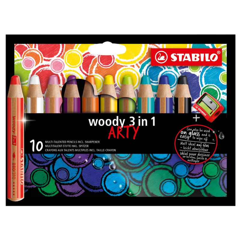 Stabilo 3-in-1 multikleur potlood woody, 10 stuks, kunstenaarseditie.