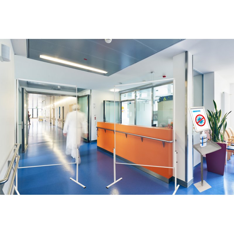 FRANKEN scheidingswand X-tra Line, acrylglas transparant, 1200 x 1500 mm, wit metaalframe