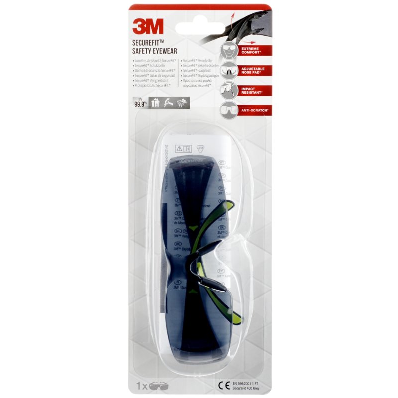 3M Veiligheidsbril SecureFit SF400GC1, grijze glazen