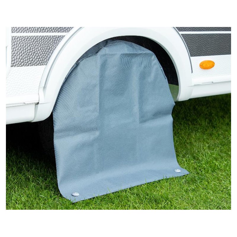 Aanhangerwagenwielhoezen van polyester, groengrijskleurig.