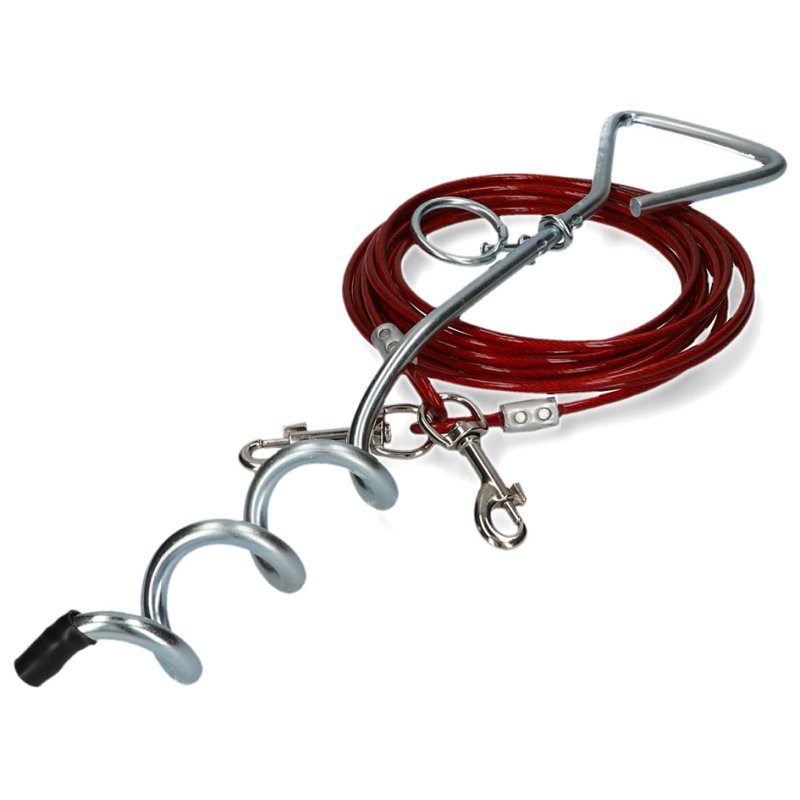 Cartrend caravan afspanpaal met staalkabel en karabiners