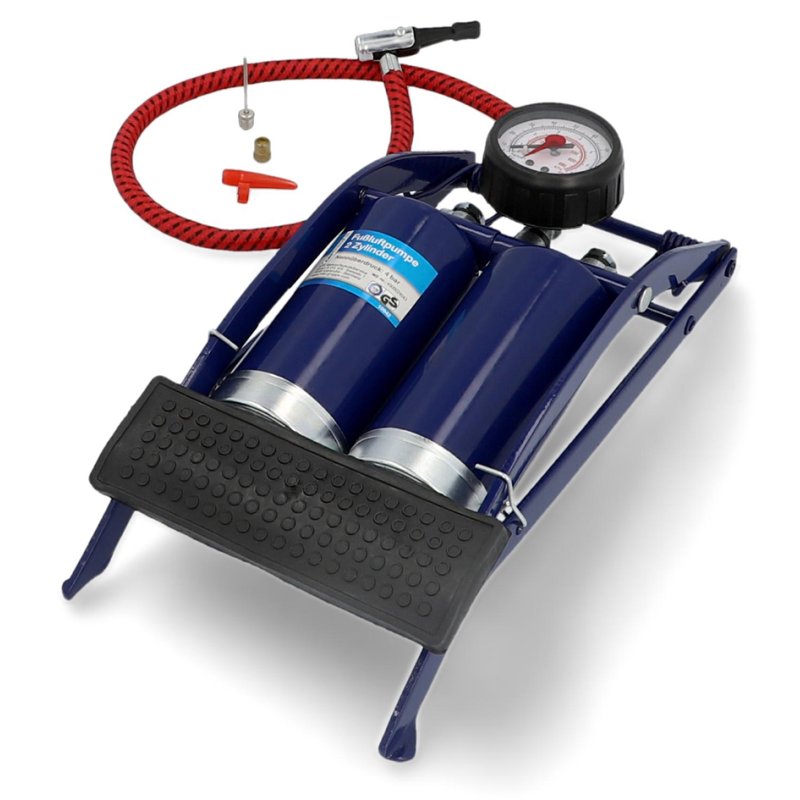 Dubbele cilinder voetluchtpomp, blauw