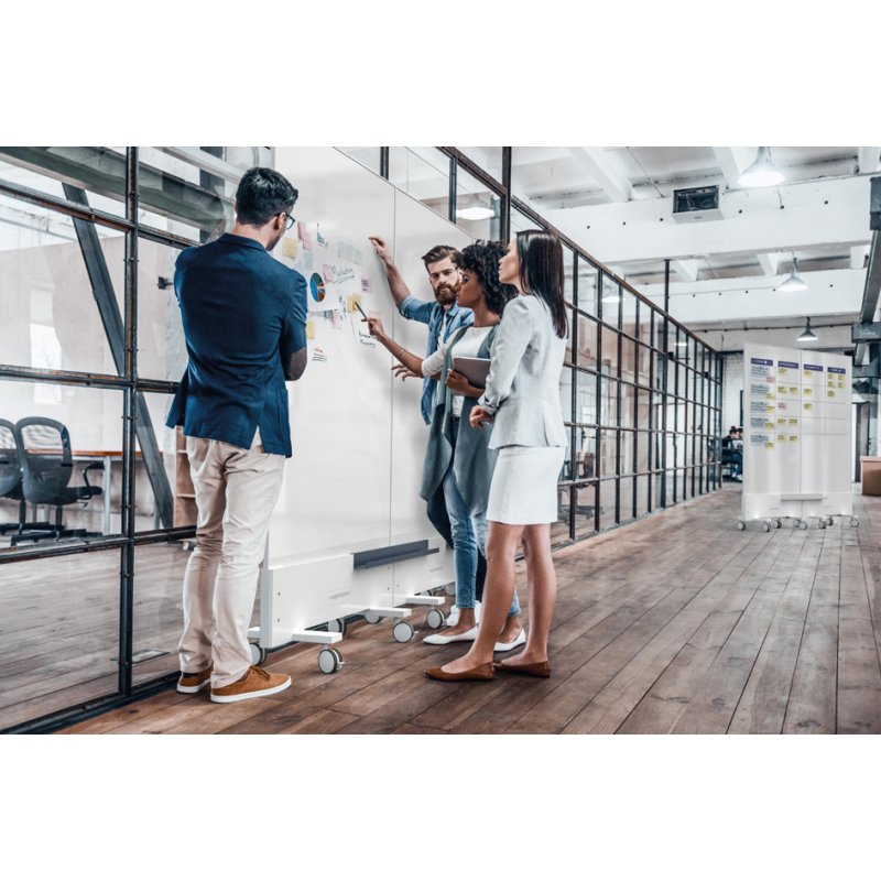 magnetoplan Infinity whiteboard mobiel, dubbelzijdig, geëmailleerd oppervlak, 98 x 153 cm