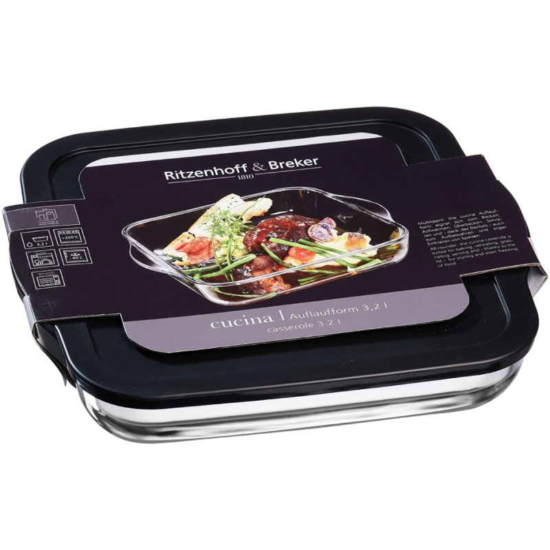 Ritzenhoff & Breker ovenschaal Cucina van glas 1,95 liter met deksel