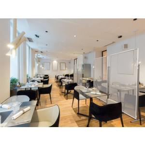 magnetoplan mobiele roomdivider Evolution, acryl, 1285 x 470 x 2085 mm, aluminium frame