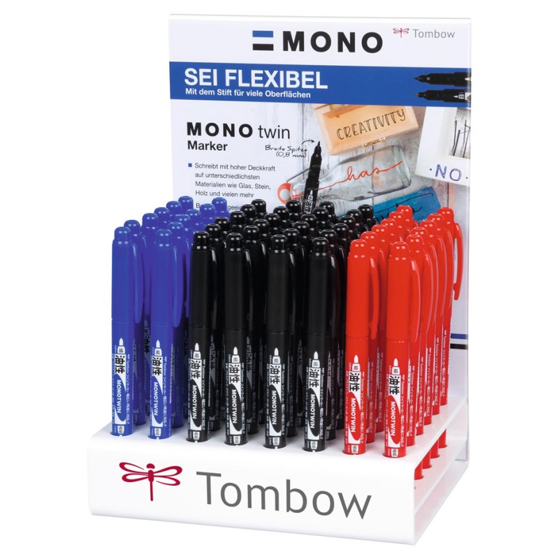 Tombow dubbele fineliner MONO twin, 48 stuks display