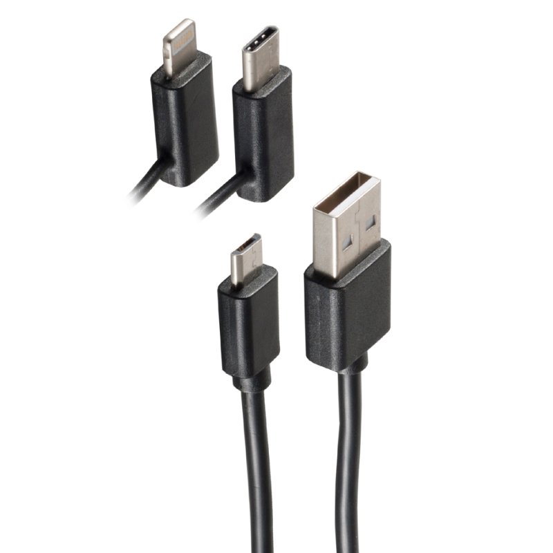shiverpeaks 3-in-1 data- en oplaadkabel 2 meter