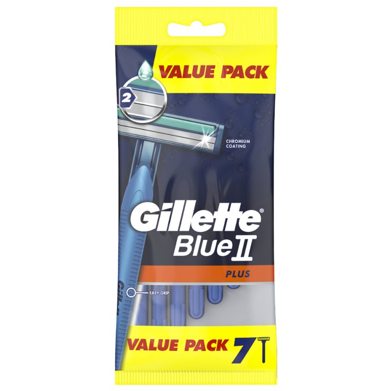 Gillette Blue II Plus wegwerpscheermesjes, 2 messen met chroomcoating, 6 stuks